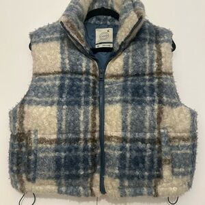 Plaid Checkered Fuzzy Fleece Puffer Vest
